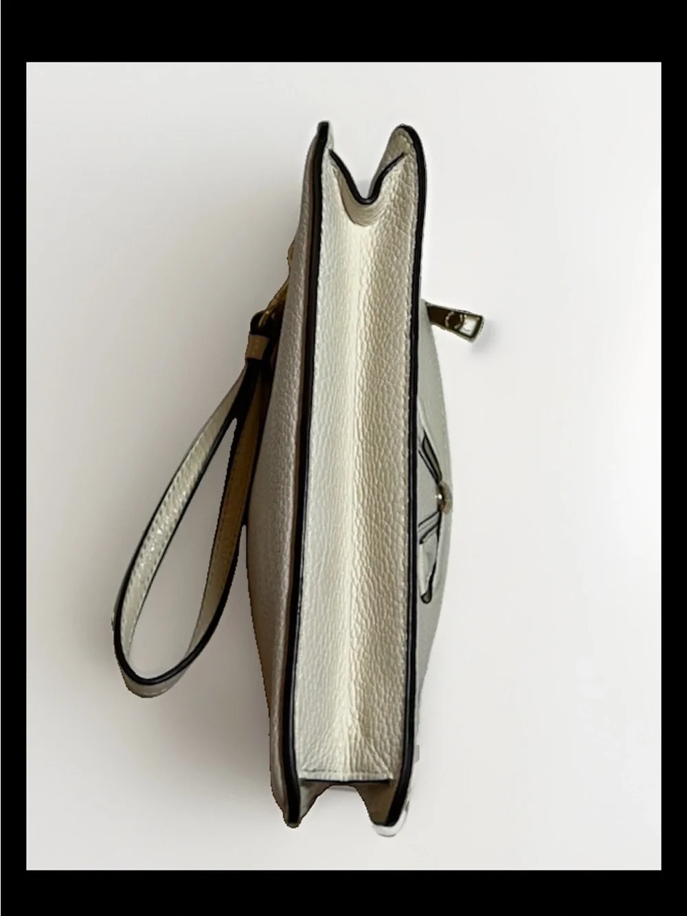 Coach Crosby Clutch with Bow, Chalk Pebbled Leather, Brass Zippers, 2015